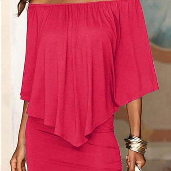 Off Shoulder Ruffles Bodycon Mini Dresses - Picture 7 of 8